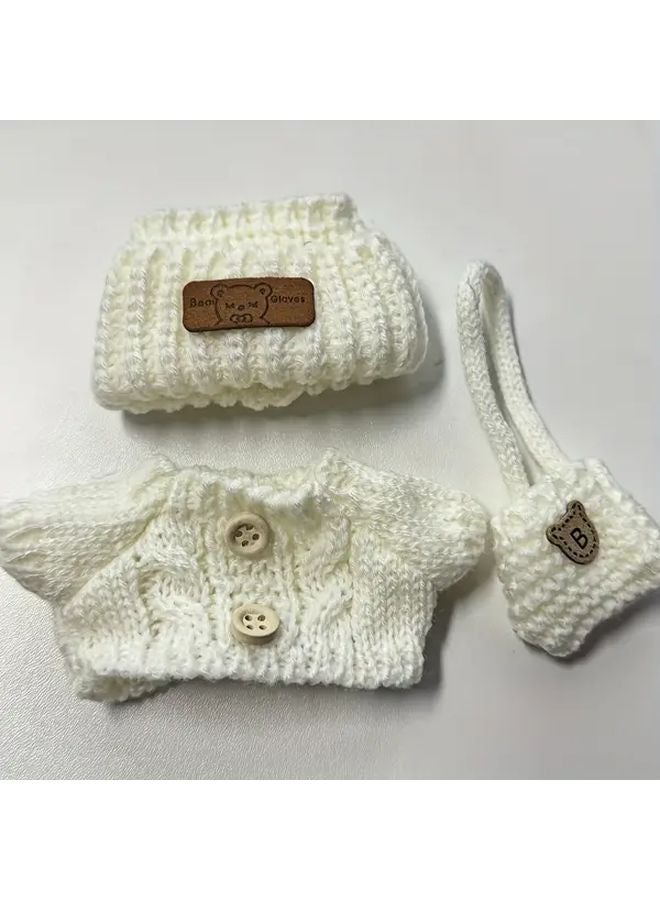 White Crochet Sweater Bag Hat Set Handmade Gift for Birthdays Holidays - Image 5